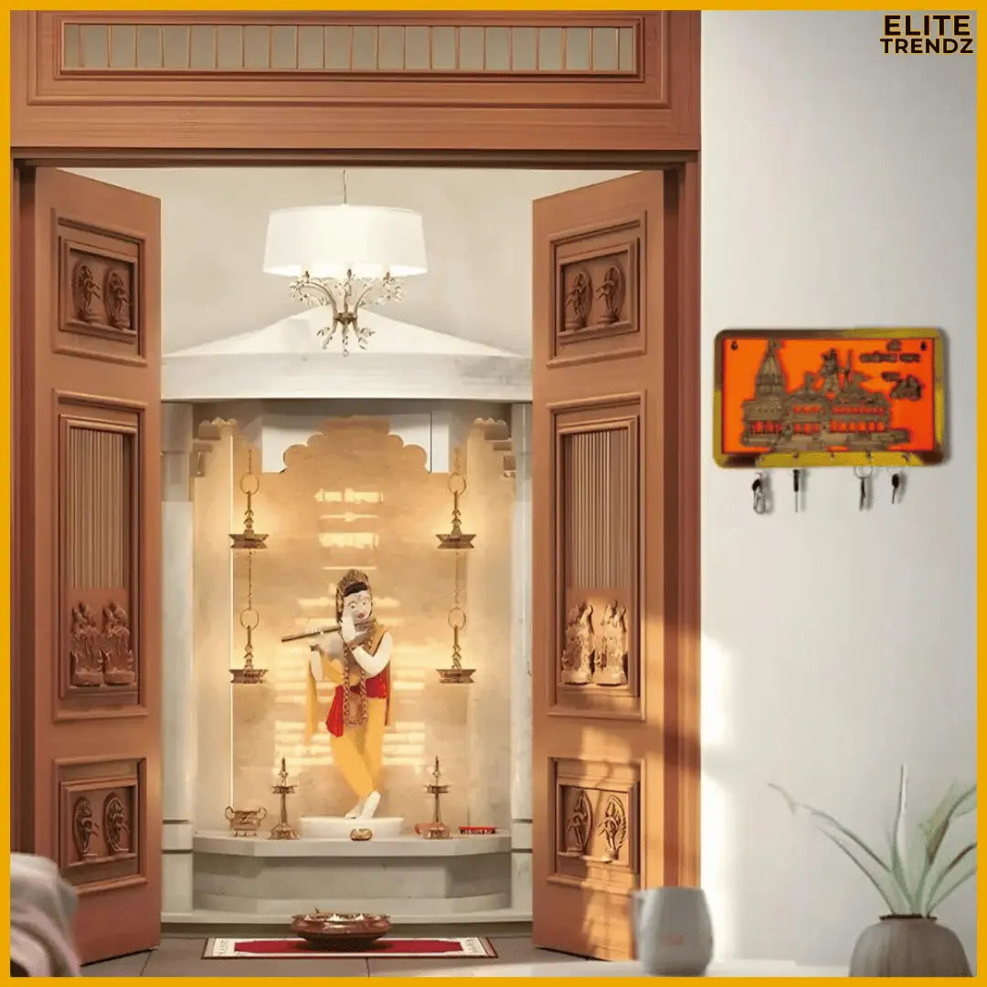 ELITEPRO™ RAM MANDIR WOODEN KEY HOLDER