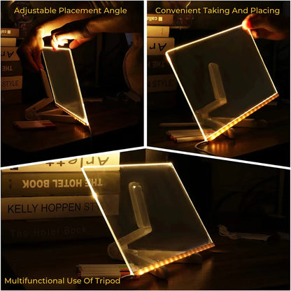 LED Rewritable Acrylic Message board with stand + 14 Multi Colored Pen FREE