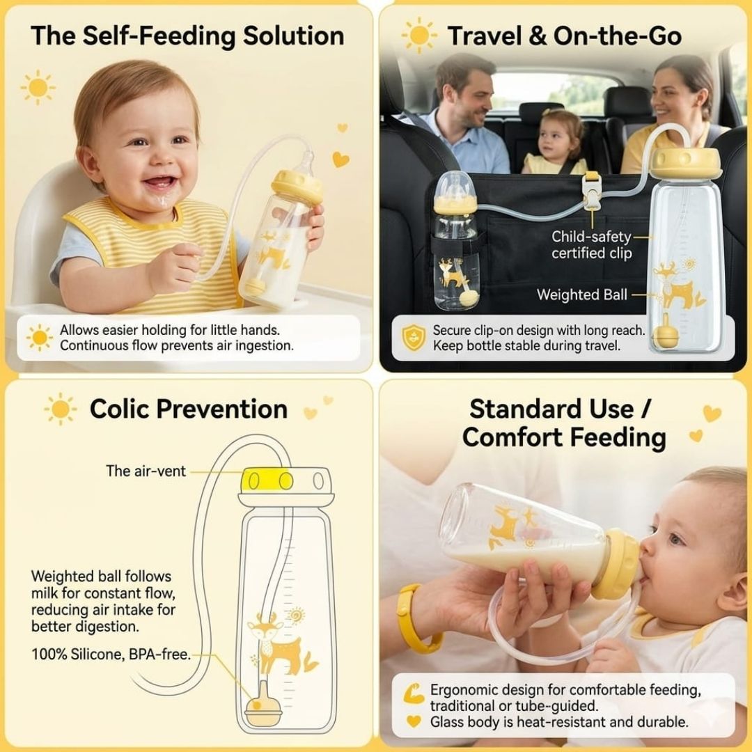 Hands-Free Baby Feeding Bottle