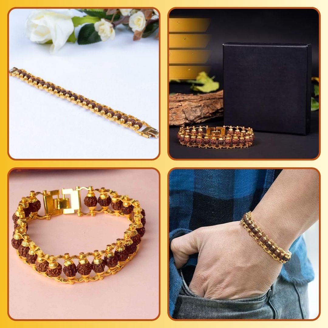 Gold Plated Modern Rudraksha Bracelet