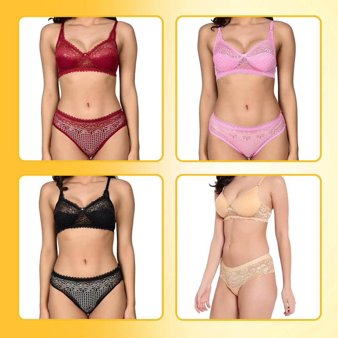 Everyday Wear Lingerie Set - Cotton Front Open Bra + Seamless No Panty Lines Underwear Set For Women