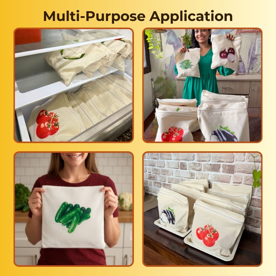 Reusable Vegetables Bags - Keeps Your Fruits & Vegetables Fresh & Nutritious Especially in Summers