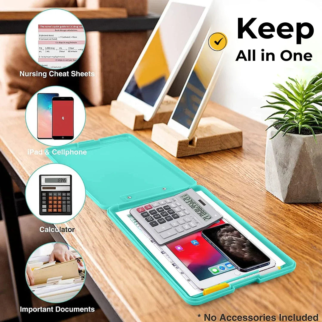Clipboard Paper Holder Storage Writing Pad with Storage Plastic Clipboard Ideal for Office, Nurse, Students, Teachers, Sales