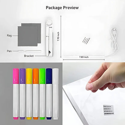 LED Rewritable Acrylic Message board with stand + 14 Multi Colored Pen FREE