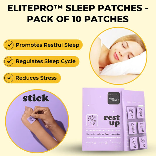 ELITEPRO™ Sleep Patches - Pack of 10, Melatonin, Valerian Root, Magnesium patches | Absorb vitamins through your skin | Insomnia relief | Sleep cycle regulation | Stress reduction | Skin-friendly (Pack of 10)