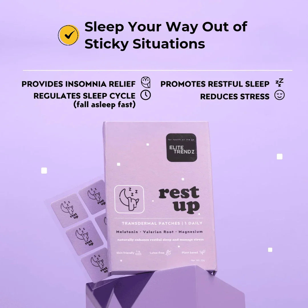 ELITEPRO™ Sleep Patches - Pack of 10, Melatonin, Valerian Root, Magnesium patches | Absorb vitamins through your skin | Insomnia relief | Sleep cycle regulation | Stress reduction | Skin-friendly (Pack of 10)