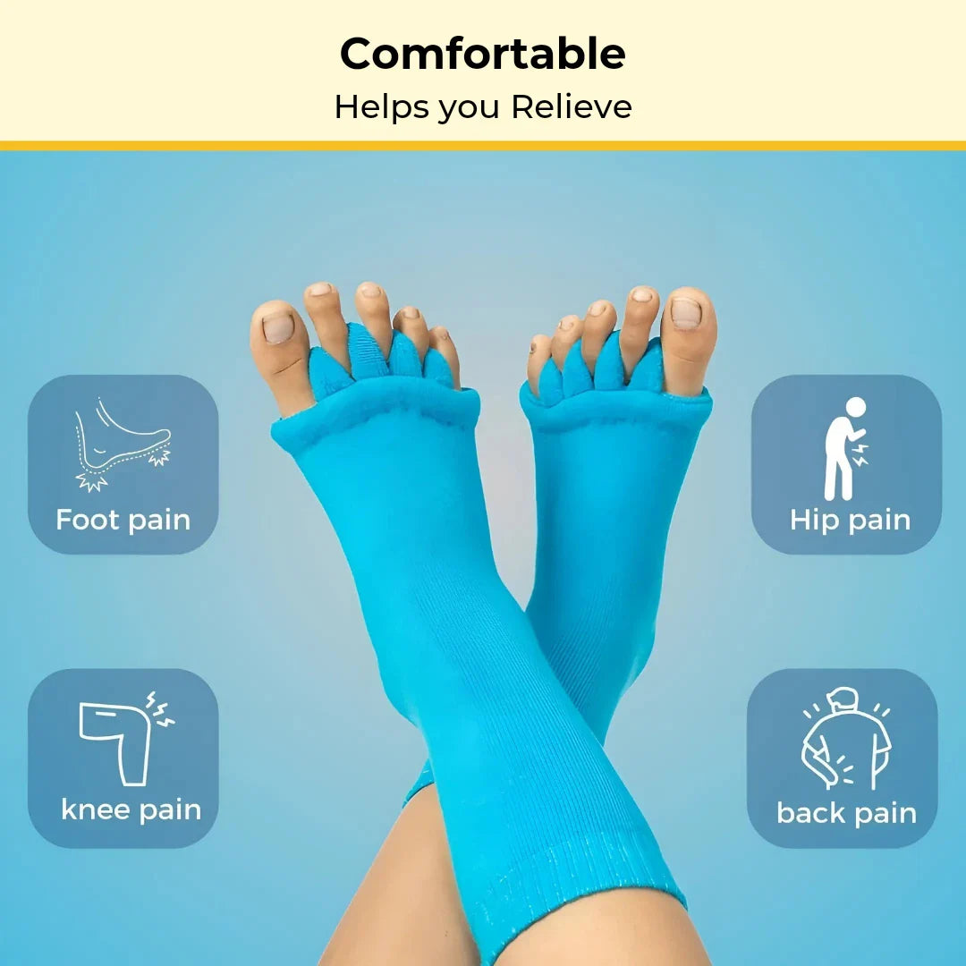 ELITEPRO™ Blue Cotton Foot Alignment Socks (FREE SIZE) - Realign, Relieve, and Rejuvenate Your Foot for Pain-Free Living