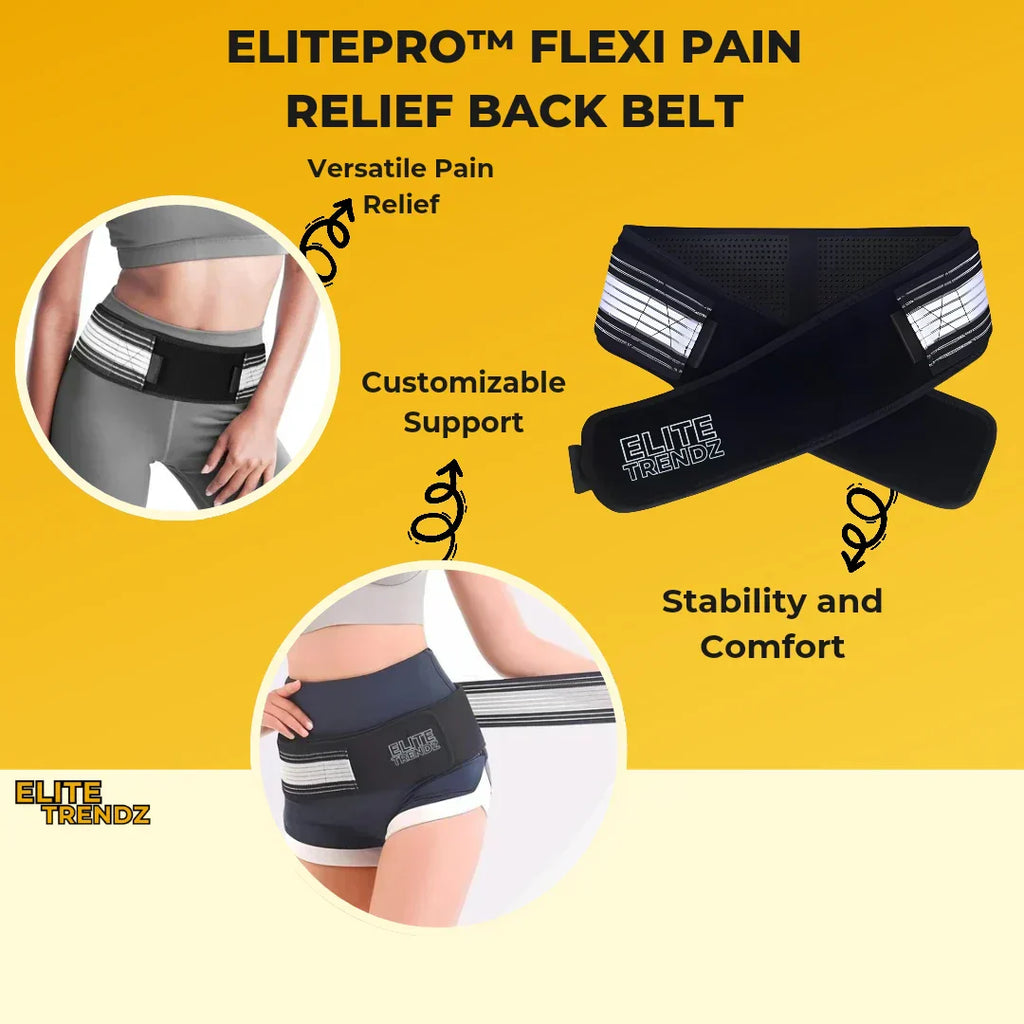 ELITEPRO™ Flexi Pain Relief Back Belt - Relieves Lower Back Pain, Sciatica pain, Improves Posture, Improves Sleep : Medically Approved ✅