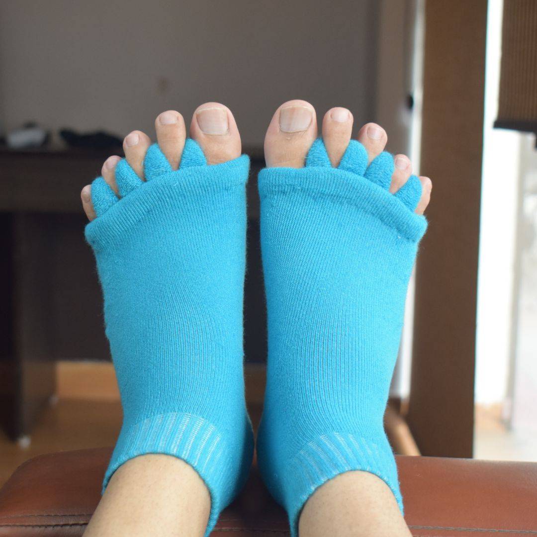 ELITEPRO™ Blue Cotton Foot Alignment Socks (FREE SIZE) - Realign, Relieve, and Rejuvenate Your Foot for Pain-Free Living