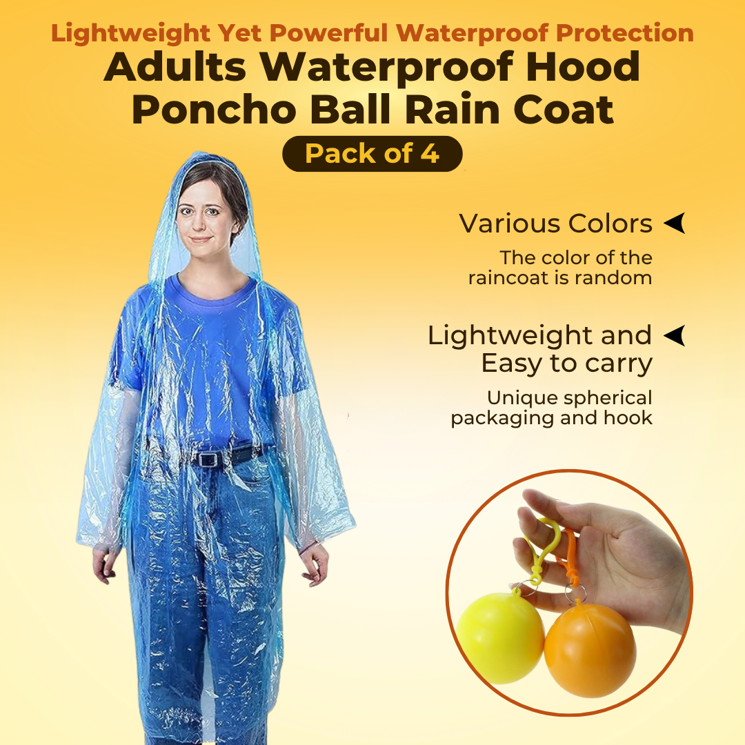 Pocket Sized Reusable Ball Raincoat - Pack of 4