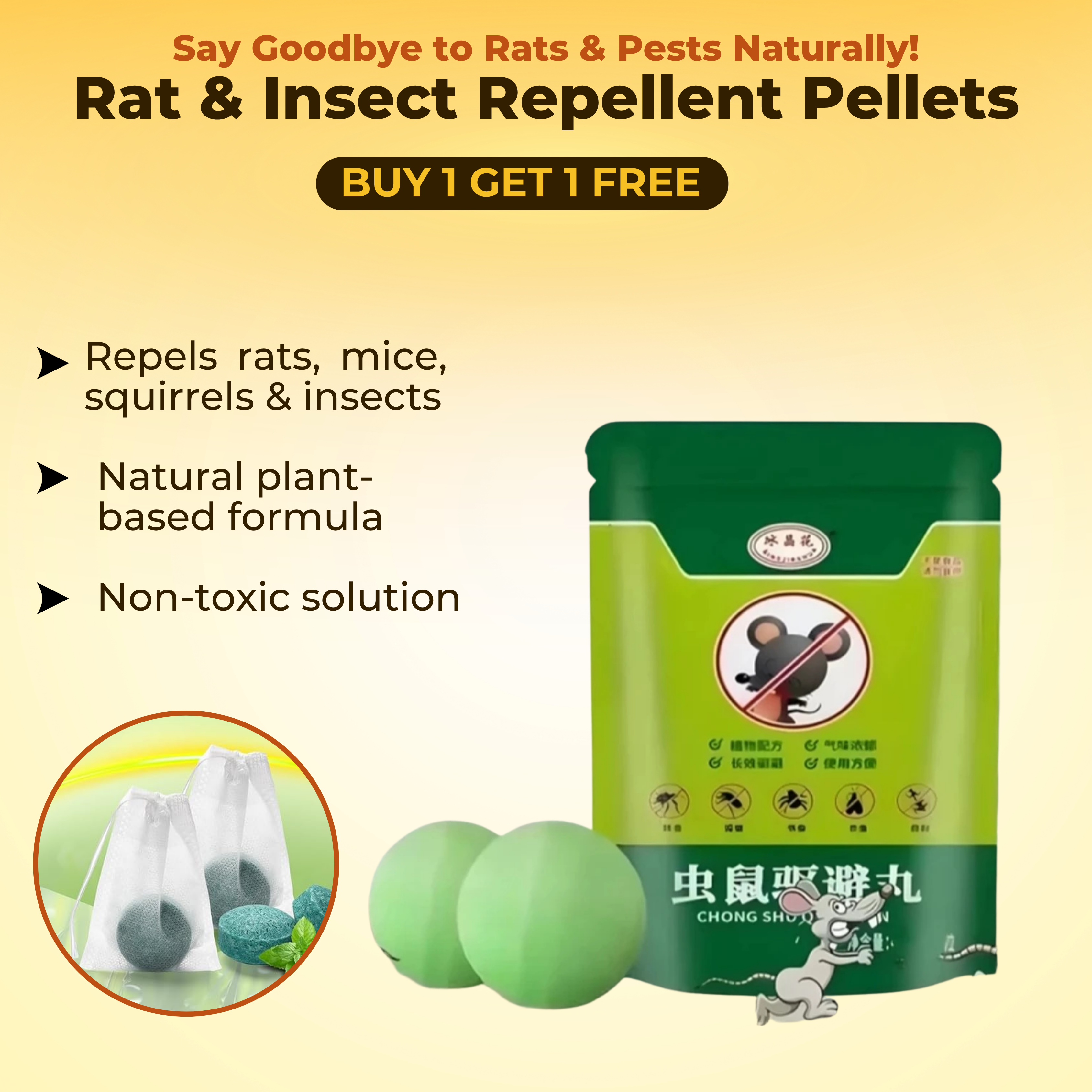 Rats & Insect Repellent Pellets - BUY 10 GET 10 FREE ( The Only Pest control you need for your home)