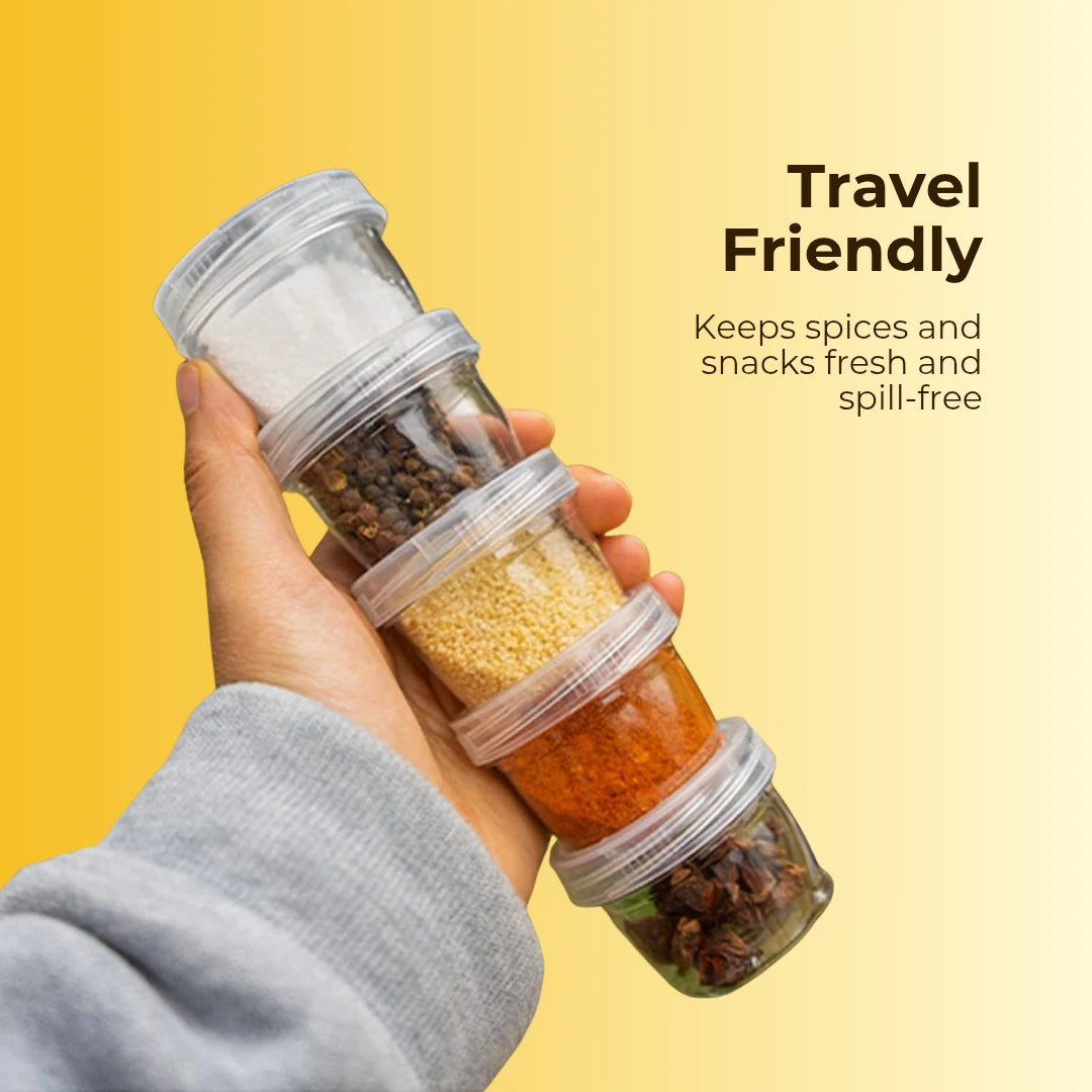Stackable Spice Jars with Free Kitchen label Stickers