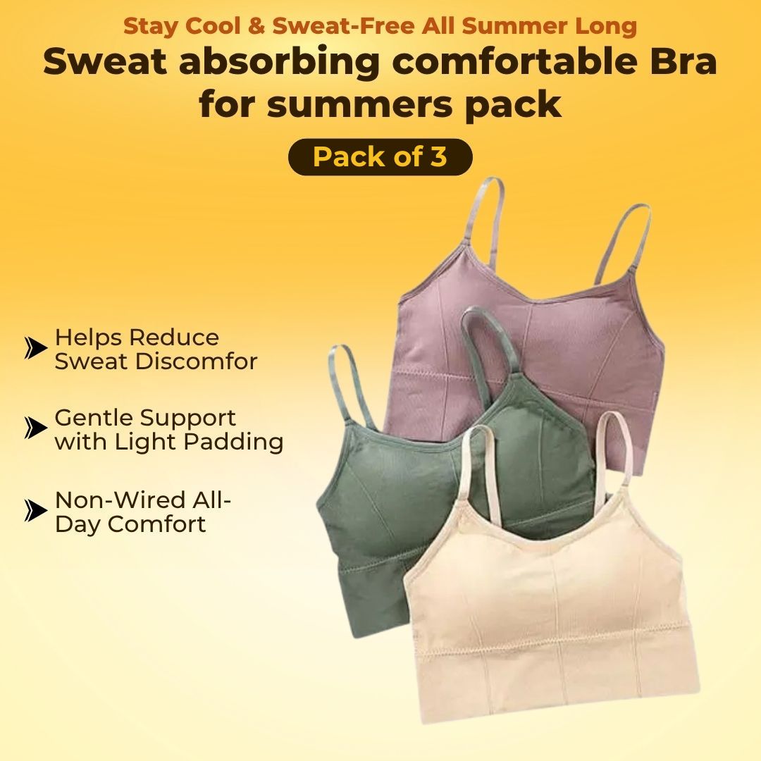 Sweat absorbing Seamless comfortable Bra for summers - Pack Of 3