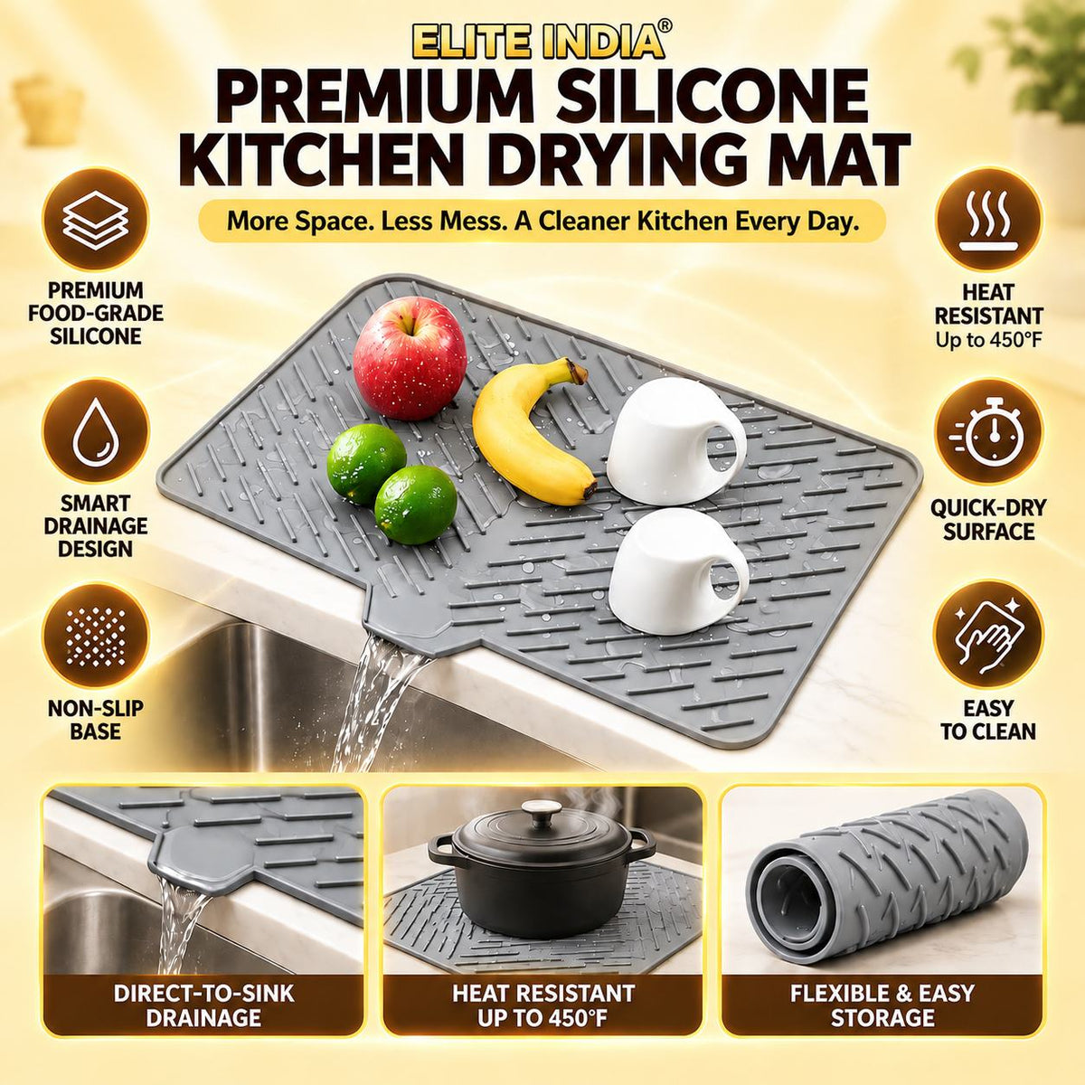 Elite Silicone Kitchen Drying Mat