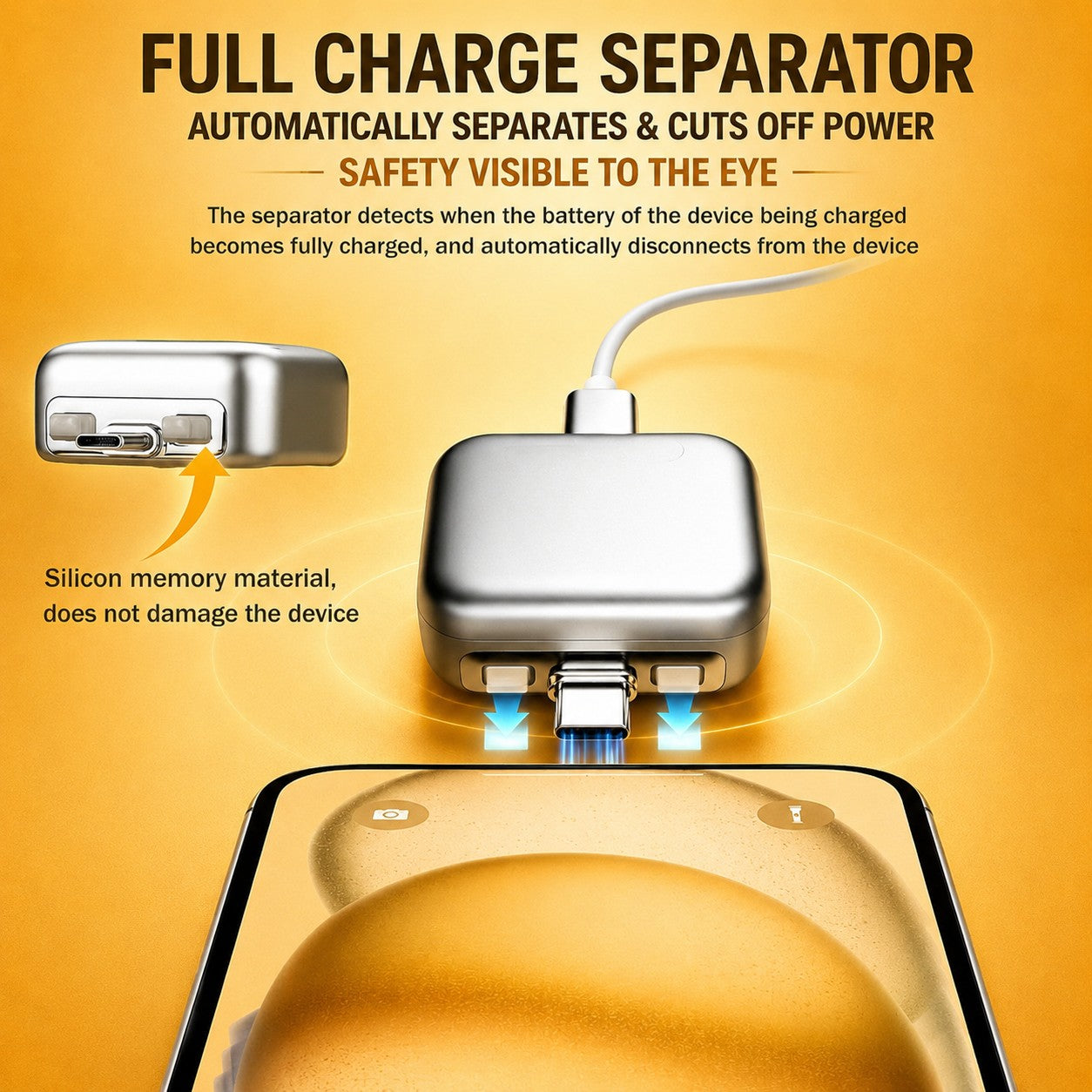 Automatic Disconnect Charger, 140W Auto Cut-Off Charger Protector with AI Full-Charge Disconnect, Prevent Battery Aging and Extend Equipment Lifespan for Type C Cable Phone Laptop