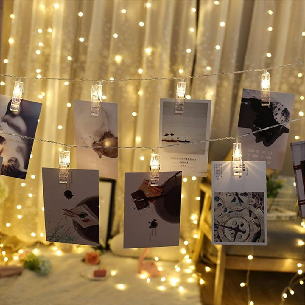 ELITEPRO™ Home 16 LED Photo Clip String Lights for Hanging Photos Card ...